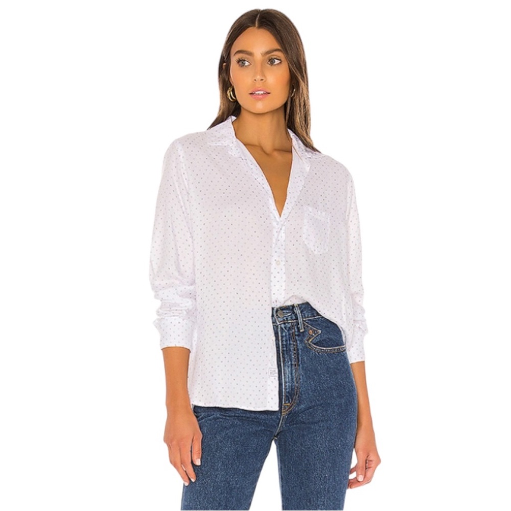 FRANK & EILEEN Eileen Faded Polka-Dot Modal Button Down SIZE SMALL